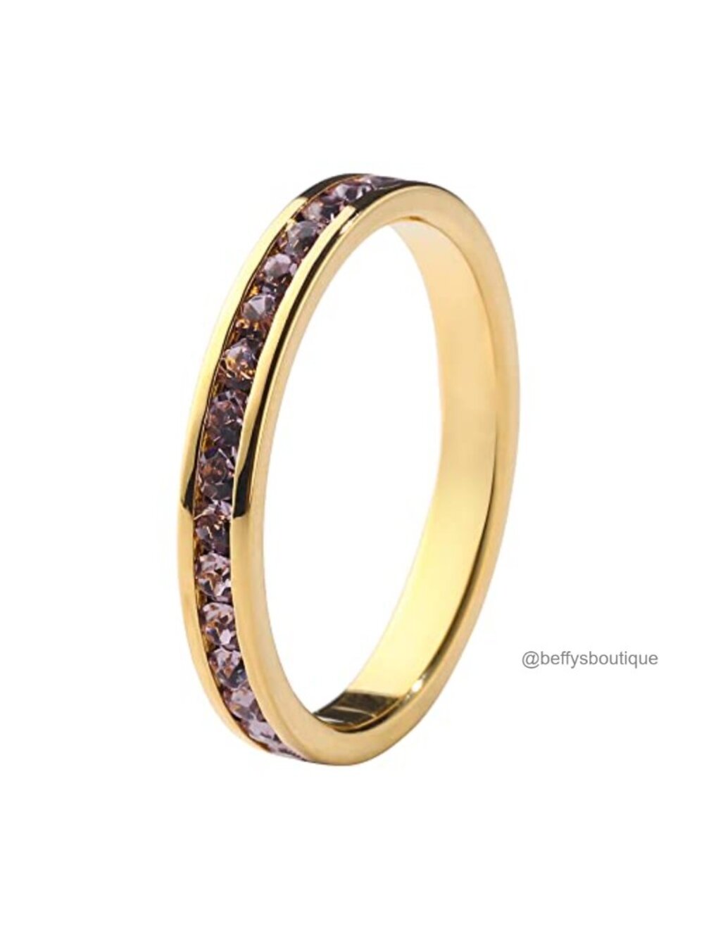 18K Gold Plated Birthstone Eternity Band Ring Stackable Size 9